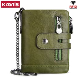 Fashion Women Wallet Genuine Leather Female Clutch Wallets Hasp Double Zipper Design Short Coin Pocket ID Card Holder Purse