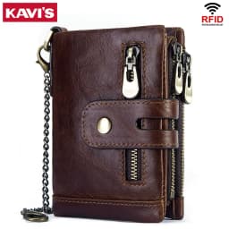 Fashion Women Wallet Genuine Leather Female Clutch Wallets Hasp Double Zipper Design Short Coin Pocket ID Card Holder Purse