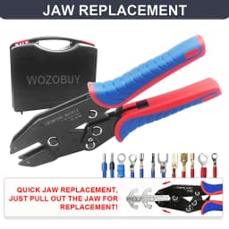 WOZOBUY Crimping Tool Set - Ratcheting Wire Crimper - for Heat Shrink, Non-Insulated, Open Barrel, Flag, Ferrule Connectors