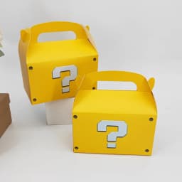 12Pcs Large Yellow Question Mark Candy Box With Handle Wedding Favor Gift Box Fold Bread Packaging Bag Birthday Party Decoration