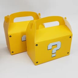 12Pcs Large Yellow Question Mark Candy Box With Handle Wedding Favor Gift Box Fold Bread Packaging Bag Birthday Party Decoration