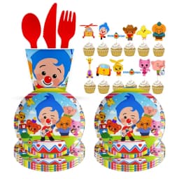 Cartoon clow Theme Baby Shower Toy Gift Disposable Napkins Plate Cups Digital Balloon Banner Children Birthday Party Decorations