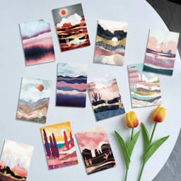 Ins Mountain River Scenery Art Postcards Creative Colorful Decoratiove Card Bedroom Background Wall Sticker Photo Props 15sheets