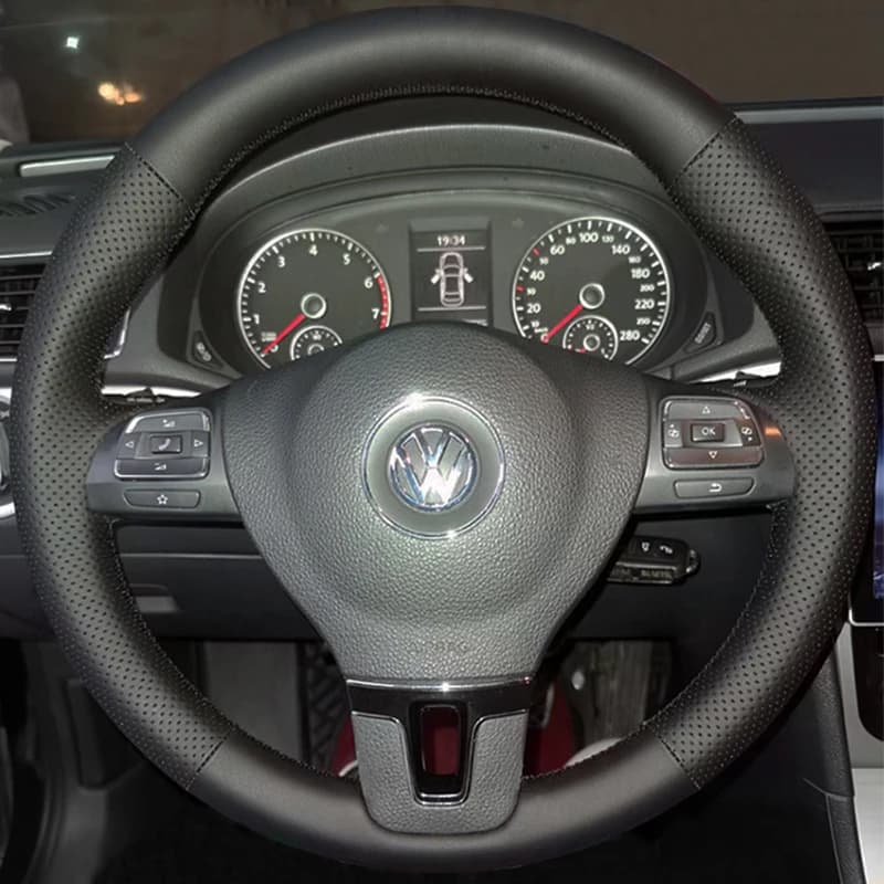 Custom Car Steering Wheel Braid Cover Genuine Leather 100% Fit For Volkswagen Golf 6 Mk6 VW Polo Sagitar Bora Santana Jetta Mk6