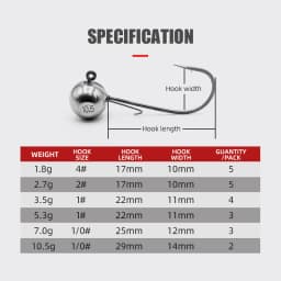 LSP Jig Head Fishing Hook 1.8g 2.7g 3.5g 5.3g 7g 10.5g Barbed Fishhook Fishing Tackle Accessories Kit Pesca