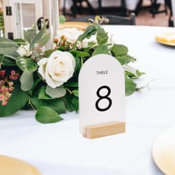 Frosted Arch Acrylic Sign with Wood Stand DIY Blank Acrylic Sheet Table Numbers with Base Holder For Wedding Signs,Events& Party