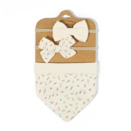 3Pcs/Set Muslin Cotton Baby Bib Newborn Bows Headband Triangle Print Saliva Towel Infant Boy Girl Feeding Burp Cloth Shower Gift