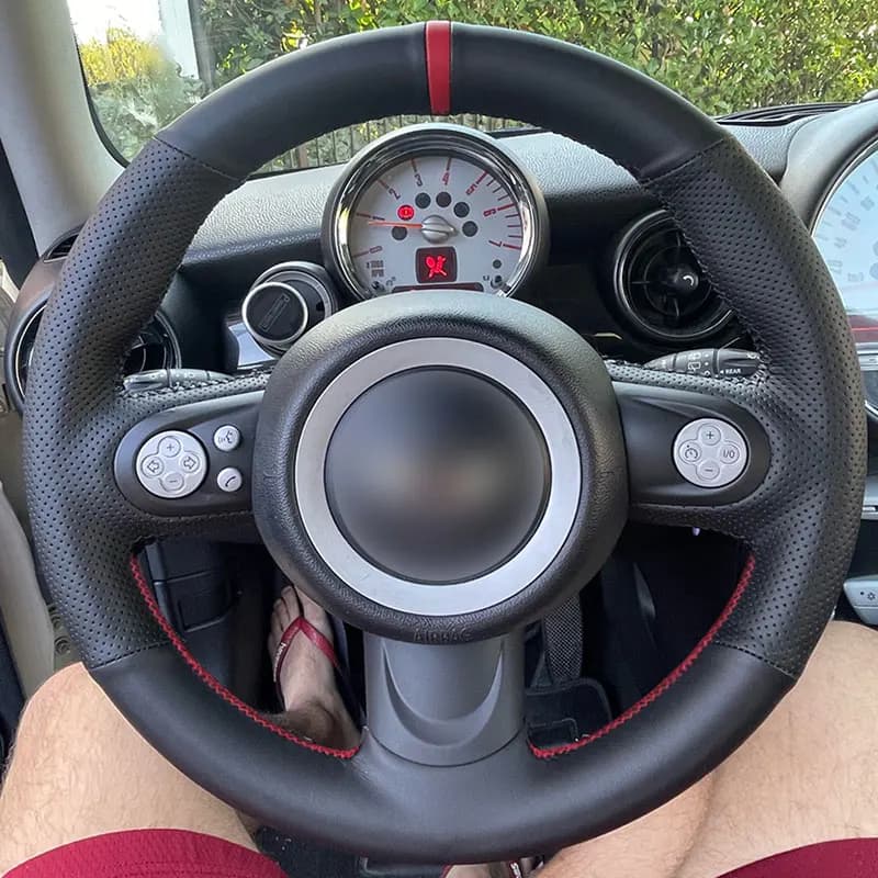For BMW Mini R56 R57 Hatchback Clubvan Convertible Coupe 3-Spoke Hand Braids Car Accessories Steering Wheel Leather Cover Trim