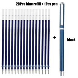 1+20Pcs Metal Gel Ink Sign Pen Rotating 0.5MM Black Switzerland Refill Business Signing School Office Stationery Ballpen