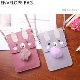 Cute Rabbits Transparent Touch Screen Messenger Bag Waterproof Travel Phone Pouch Shoulder Bags 2023 New Coin Purse Handbags
