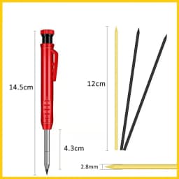 Carpenter Pencils 2.8mm Refills Long Nosed Deep Hole Tip Welding Mechanical Marker Built in Sharpener for Woodworking Drafting