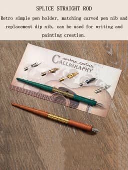 Bview Art Comic Dip Pen Set, 5 Wooden Pen Handler Artist Cartoon Pen Set Calligraphy Dip Pens with 5 Nibs For Manga/Comic Art