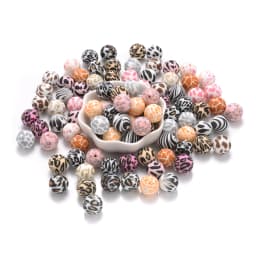 10Pcs Colorful Leopard Pattern Teether Beads 15mm BPA Free Round Silicone Loose Beads For Pacifier Chain Making DIY Bracelet
