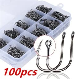 Brand new 100 pieces/box High quality carbon steel carp fishing bait Sharp fish hook 10 sizes available