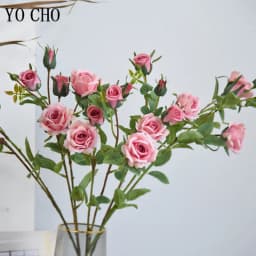 5 Head/Bundle Artificial Flowers Silk Rose Long Branch Bouquet for Wedding Home Decoration Fake Plants DIY Wreath Accessories