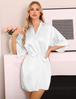 Satin Robe Female Intimate Lingerie Sleepwear Silky Bridal Wedding Gift Casual Kimono Bathrobe Gown Nightgown Sexy Nightwear
