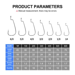 ESFISHING Narrow Belly Offset Hook Carbon Steel Fishing Hooks Crank Worm Hook Barbed for Soft Fishing Lure