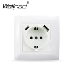 Touch Light Switch With EU Wall Socket Black 1 Gang 1 Way Led Interruptor Crystal Dark Blue Backlight Wallpad Home Improvemet