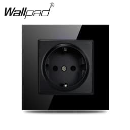 Touch Light Switch With EU Wall Socket Black 1 Gang 1 Way Led Interruptor Crystal Dark Blue Backlight Wallpad Home Improvemet