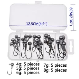 WODJYJ a box 1g 1.5g 2g 3g 3.5g fishing hook jig round head hook with mix colors , fishing tackle hook for soft grub worm baits