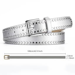 1spc Punk Style Rivet Decorative Needle Buckle PU Leather Belt, High End Women's Versatile Jeans Belt