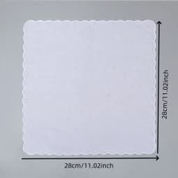 10Pcs Wedding Season Christmas 28cm White Cotton Crescent Edge Handkerchief Thin Combed