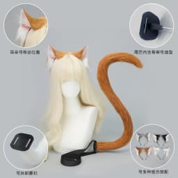 Simulation Animal Ear Cat Headband Handmade Plush Cos Props Comic-Con Headdress Cat Tail Set