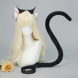 Simulation Animal Ear Cat Headband Handmade Plush Cos Props Comic-Con Headdress Cat Tail Set