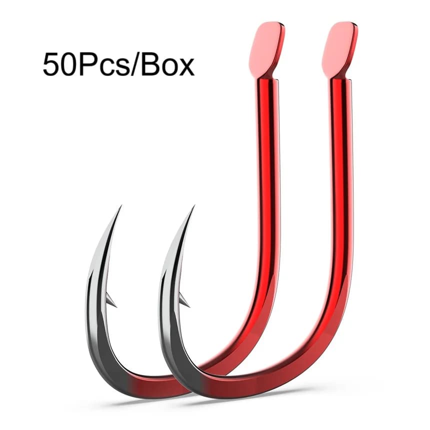 50Pcs-100Pcs ISEAMA Flat Fishing Hook High-Carbon Steel Barbed Fishing Hook Live Bait Holder Carp Fishing Worm Hooks Accessories