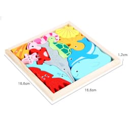 Children Montessori Wooden Toys Block Cartoon Animal Three-dimensional Jigsaw Puzzle Early Education Grab Board 3d Puzzle Toys