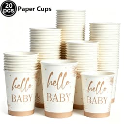 Hello Baby Gender Reveal Party Supplies Disposable Tableware Paper Plates Napkins Cups Cake Topper Baby Shower Party Decors