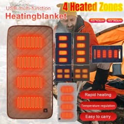 4 Zones Heated Seat Cushion Mat USB Electric Heating Pad Outdoor Camping Chair Heated Cushion 3 Gears Temperature Foot Warmer