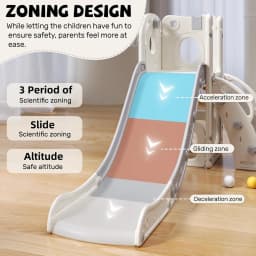 Children's slide, multifunctional Toddler Slide With Playpen, Storage Space and Non-slip Steps, Indoor & Outdoor Pla(Gray White)