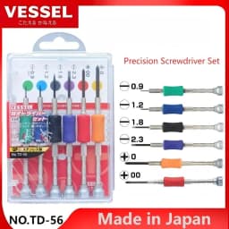 VESSEL JIS Precision Screwdriver Set - with Toolbox, for Small Screw Repair, Models: TD-55/TD-56/TD-56S/TD-56Y/TD-57/TD-58