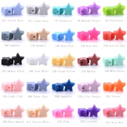 14mm 50Pcs/Lot Silicone Beads Five-pointed Star Shape Baby Teether Chew Pacifier Clip Chain Accessoies Silico Beads BPA Free
