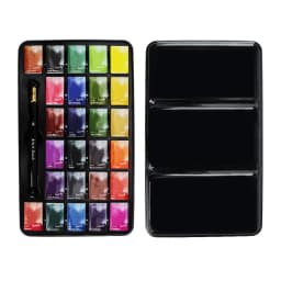 SeamiArt 26 Colors Full Pan Artist Grade Professional Solid Watercolor Tin Box Paint Set for School Art Painting Supplies
