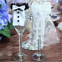 Wedding Table Decoration Wine Glass Cup Cover Bride Groom Costume Glass DIY Bride To Be Bridal Shower Bachelorette Party Decor