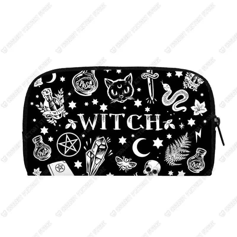 Cute Black Cat Witch Long Wallet Witchcraft Skull Girls Gothic Purse for Men Woman Passport Bag Phone Coin Purses