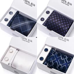 Classic Style 65 Colors Sales Silk Tie Handkerchief Cufflink Set Men Necktie Box Solid Color Sky Blue Fit Wedding Office Cravat