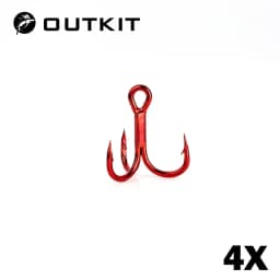 OUTKIT 10pcs 4x Strong Super Sharp Round Treble Hook Antirust High Carbon Steel 2 4 6 8# Sea Treble Hooks Fishing Tackle