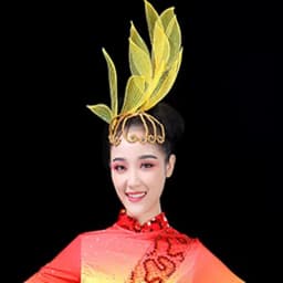Chinese Classic Folk Dance Leaves Fluffy Hair Clibs Red Yellow Blue Hot Pink Green Hair Accessories Hair Ties for Women Luxury