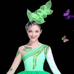 Chinese Classic Folk Dance Leaves Fluffy Hair Clibs Red Yellow Blue Hot Pink Green Hair Accessories Hair Ties for Women Luxury