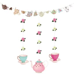 Tea Party Decoration Banner Paper Pre-Strung Cups Vintage Garden Teapot Girl Princesses Parties Bridal Showers Birthday Supplies