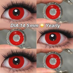 MAGISTER Yearly Use 14.5mm Halleoween Contact Lenses Cosplay Colored Contact Lenses For Eyes MakeUp White Manson Black/Red Out