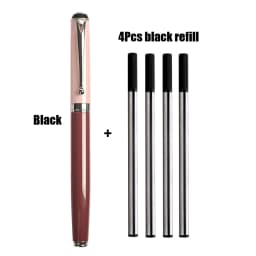 1+4Pcs/Set Metal Ballpoint Pen With Refills For School Office Business BallPen Black Blue Refill Ink Stationery Supplies