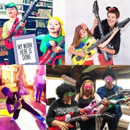 Inflatable Guitar 35inch Rock Star Guitar Reusable Inflatable Guitar Toys Balloons 80s 90s Themed Kids Birthday Party Decoration