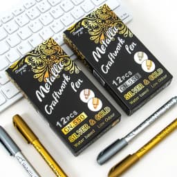 Brush Metallic Craftwork Pen Silver/Gold Permanent Acrylic Paint Pens Markers for Rock Painting 1-5MM Soft/Hard Nib Art Supplies