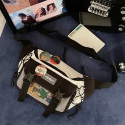 Japanese Crossbody Bag Male Korean Unisex Girl Student Chest Bag Hong Kong Style Retro Waist Bag
