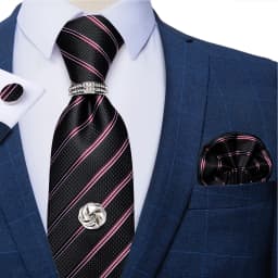 2023 Fashion Men's Tie Set Hanky Cufflink with Tie Tack Silver Ring 8cm Solid Classic Wedding Party Accessories Gravata Gift