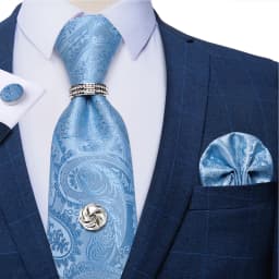 2023 Fashion Men's Tie Set Hanky Cufflink with Tie Tack Silver Ring 8cm Solid Classic Wedding Party Accessories Gravata Gift